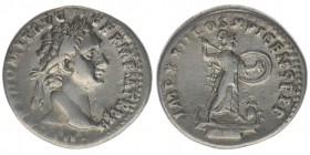 ROM Kaiserzeit Domitianus 81-96
Denar

IMP CAES DOMIT AVG GERM PM TR P XI / IMP XXII COS XVI CENS P P P
Minerva
Kampmann 24.71, 3,26 Gramm, ss+