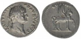 ROM Kaiserzeit Domitianus als Caesar 76-77

Denar
CAESAR AVG F DOMITIANVS / COS IIII
Pegasus
RIC 921, 3,08 Gramm, ss++