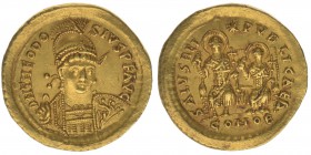BYZANZ Theodosius II. 402-405
4.Offizin 425-429

Solidus
RIC 241, 4,46 Gramm, vz+