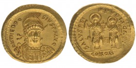 BYZANZ Theodosius II. 402-450

Solidus
4,34 Gramm, stfr