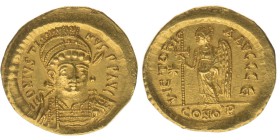 BYZANZ Justinus I. 518-527
5. Offizin Constantinopel

Solidus
Seer 55, 4,47 Gramm, vz
