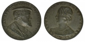 RDR Österreich Habsburg Kaiser Karl V., 
Medaille 1530/1531 mit Isabella von Portugal
Medailleur Mathes Gebel 
SEHR SELTEN, Domanig 45
Blei, 43.20 Gra...