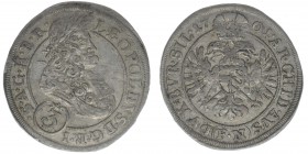 RDR  Österreich Habsburg  Kaiser Leopold I.

3 Kreuzer 1701 FN Oppeln
1,63 Gramm, ss+