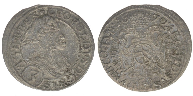 RDR Österreich Habsburg Kaiser Leopold I. 1657-1705 

3 Kreuzer 1670 Wien 
Her.1...