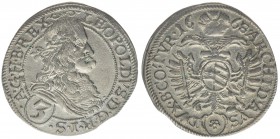 RDR Österreich Habsburg Kaiser Leopold I. 

3 Kreuzer 1668 Wien
1,51 Gramm, ss