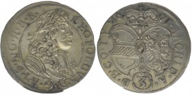 RDR Österreich Habsburg Kaiser Leopold I

3 Kreuzer (Groschen) 1691 Hall
1,56 Gramm, ss/vz