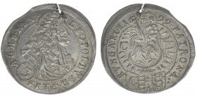 RDR Österreich Habsburg  Kaiser Leopold I.

3 Kreuzer 1699 CHS
1,69 Gramm, vz 12 Uhr Einriss