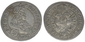 RDR  Österreich Habsburg  Kaiser Leopold I.
3 Kreuzer 1698 CB Brieg

1,67 Gramm, ss