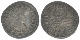 RDR Österreich Habsburg Kaiser Leopold I.

3 Kreuzer 1670, Graz
1,54 Gramm, ss