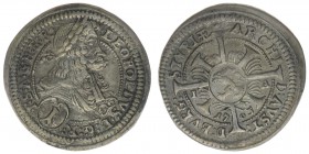 RDR Österreich Habsburg Kaiser Leopold I. 

1 Kreuzer 1705 IA
1,04 Gramm, ss++