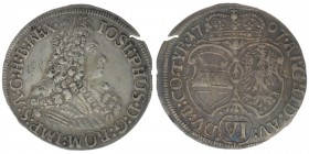 RDR Österreich Habsburg Kaiser Joseph I.

6 Kreuzer 1707
2,31 Gramm, ss Randeinriss