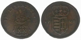 RDR Österreich Habsburg - Ungarische Malkontenten
XX Poltura 1705 PH
Bronze, 14,83 Gramm, ss