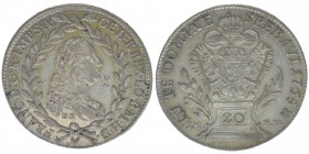 RDR Österreich Habsburg Kaiser Franz I. Stephan
20 Kreuzer 1765 BK/SK-PG
6.65 Gramm, vz+