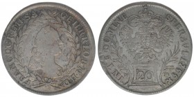 RDR Österreich Habsburg Kaiser Franz I. Stephan

20 Kreuzer 1755 PR Prag
6,48 Gramm, ss