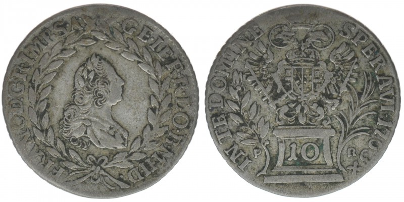 RDR Österreich Habsburg Kaiser Franz I. Stephan 

10 Kreuzer 1763 PR
3,77 Gramm,...