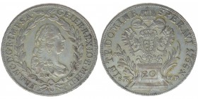 RDR Österreich Habsburg Kaiser Franz I. Stephan
20 Kreuzer 1765 BN/SK-PD
6.62 Gramm, -vz