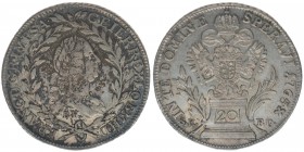 RDR Österreich Habsburg Kaiser Franz I. Stephan
20 Kreuzer 1765 BP/SK-PD
6.64 Gramm, vz