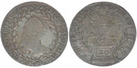 RDR Österreich Habsburg Kaiser Franz I. Stephan
20 Kreuzer 1765 BD/EvM-D
6.56 Gramm, ss++