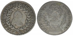RDR Österreich Habsburg Kaiser Franz I. Stephan 

10 Kreuzer 1756 WI
3,75 Gramm, ss