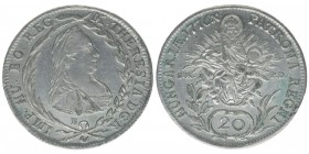 RDR Österreich Habsburg Maria Theresia 1740-1780
20 Kreuzer 1776 B/SK-PD
6.62 Gramm, ss/vz