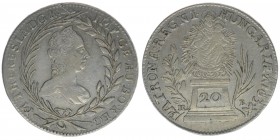 RDR Österreich Habsburg Maria Theresia 1740-1780
20 Kreuzer 1763 KB

6,61 Gramm, ss+