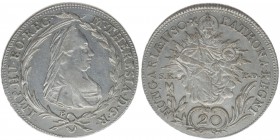 RDR Österreich Habsburg Maria Theresia 1740-1780
20 Kreuzer 1780 B/SK-PD

-vz justiert
Silber
6.67g
