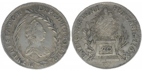 RDR Österreich Habsburg Maria Theresia 1740-1780

20 Kreuzer 1763
6.63 Gramm, ss+