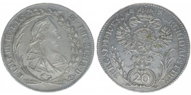 RDR Österreich Habsburg Maria Theresia 1740-1780
20 Kreuzer 1780 EvS. - I.K. Prag 
6,62 Gramm, ss++