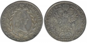 RDR Österreich Habsburg Kaiser Joseph II. 

20 Kreuzer 1784 G
6,59 Gramm, ss justiert