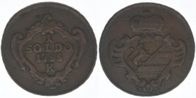 PARMA
1 Soldo 1788 K
Kupfer, 2,59 Gramm, ss/vz