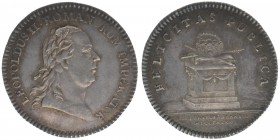 RDR Österreich Habsburg Kaiser Leopold II. 

AG Jeton 1790 auf die Krönung in Frankfurt
3,66 Gramm, vz