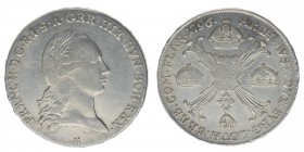RDR Österreich Habsburg Kaiser Franz II.

Kronentaler 1796 H
Herinek 485, 29.53 Gramm, vz