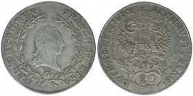 RDR Österreich Habsburg Kaiser Franz II.
20 Kreuzer 1793 G
6.56 Gramm, vz