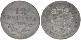 RDR Österreich Habsburg Kaiser Franz II.
12 Kreuzer 1795 B

ss+
Silber
4.49g
