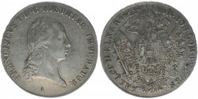 KAISERTUM ÖSTERREICH Kaiser Franz I.
Taler 1822 A
27,92 Gramm, ss++/vz