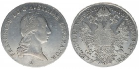 KAISERTUM ÖSTERREICH Kaiser Franz I.
Taler 1822 A
27.93 Gramm, ss