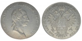 KAISERTUM ÖSTERREICH Kaiser Franz I.

Taler 1826 C Prag
Frühwald 188, 28.06 Gramm, ss/vz