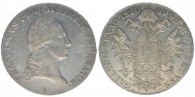 KAISERTUM ÖSTERREICH Kaiser Franz I.
Taler 1920 A
Frühwald 150, 28,01 Gramm, vz