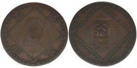 KAISERTUM ÖSTERREICH Kaiser Franz I. 

30 Kreuzer 1807 B mit Kontermarke von Regensburg
äußerst selten, 14,36 Gramm, ss