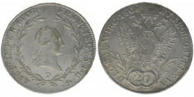 SALZBURG Kaiser Franz I.
20 Kreuzer 1808 D
6,64 Gramm, ss+