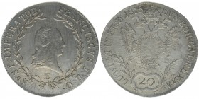 KAISERTUM ÖSTERREICH Kaiser Franz I.
20 Kreuzer 1815 E
6.62 Gramm, -vz