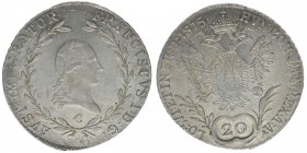 KAISERTUM ÖSTERREICH Kaiser Franz I.

20 Kreuzer 1815 C
6,67 Gramm, vz/stfr