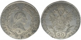 KAISERTUM ÖSTERREICH Kaiser Franz I.
20 Kreuzer 1818 A
6.67 Gramm, vz+