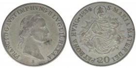 KAISERTUM ÖSTERREICH Kaiser Franz I.
20 Kreuzer 1834 B

6,68 Gramm, ss++