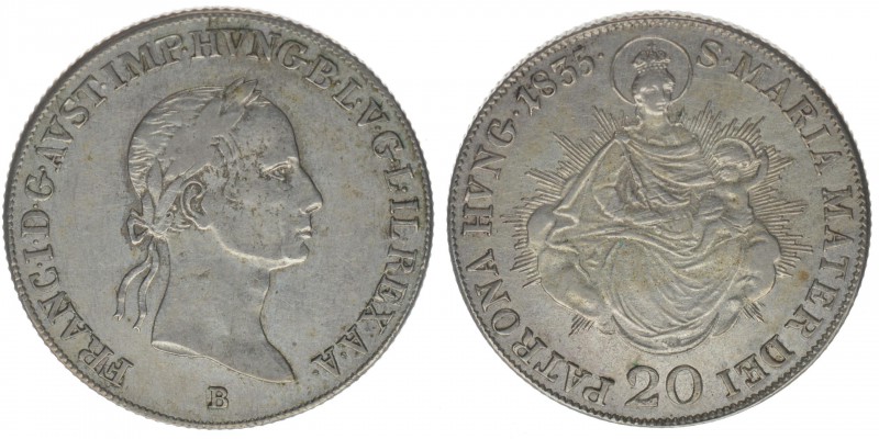 KAISERTUM ÖSTERREICH Ungarn Kaiser Franz I.

20 Kreuzer 1835 B
6,66 Gramm, ss