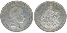 KAISERTUM ÖSTERREICH Kaiser Ferdinand I.
20 Kreuzer 1846 B

vz++
Silber
6.70g
