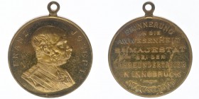 KAISERTUM ÖSTERREICH Kaiser Franz Joseph I.
Medaille 1909
zu Erinnerung an die Anwesenheit des Kaisers bei der Jahrhundertfeier in Innsbruck
Revers Sp...