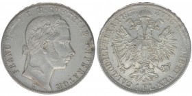 KAISERTUM ÖSTERREICH Kaiser Franz Joseph I.
1 Gulden 1858 Venedig
12,33 Gramm, ss++, Randfehler