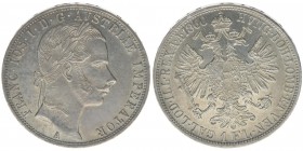 KAISERTUM ÖSTERREICH Kaiser Franz Joseph I.
1 Gulden 1860 A
12.31 Gramm, vz/stfr