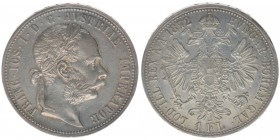 KAISERTUM ÖSTERREICH Kaiser Franz Joseph I.
1 Gulden 1872
12.29 Gramm, -vz